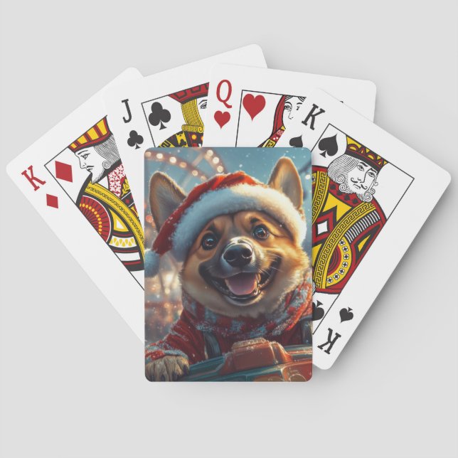 Belgian Malinois Dog Roller Coaster Christmas  Playing Cards (Back)