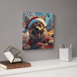 Belgian Malinois Dog Roller Coaster Christmas Square Wall Clock