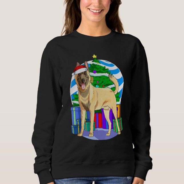 Belgian Malinois Dog Santa Christmas Tree Decor Sweatshirt (Front)