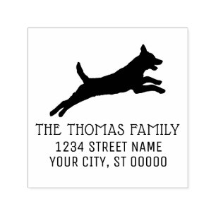 Belgian Malinois Dog Silhouette Name Address Self-inking Stamp