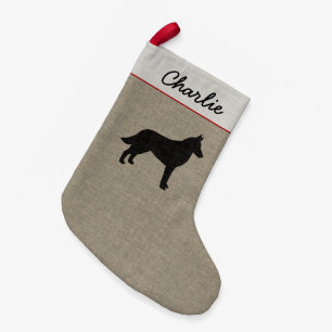 Belgian Malinois Dog Silhouette Personalized Xmas Small Christmas Stocking