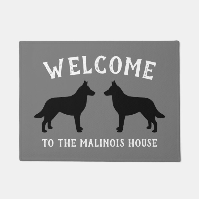 Belgian Malinois Dog Silhouettes Custom Doormat (Front)