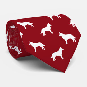 Belgian Malinois Dog Silhouettes Pattern Red Tie