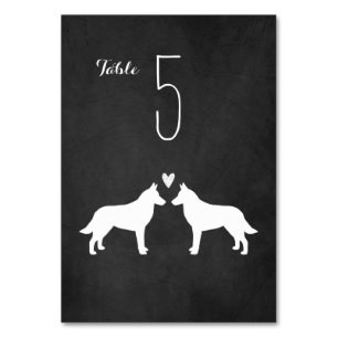Belgian Malinois Dog Silhouettes Wedding Reception Table Number
