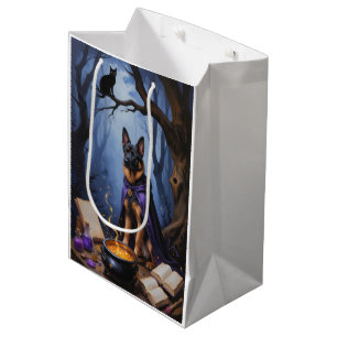 Belgian Malinois Dog Whimsical Halloween Painting Medium Gift Bag