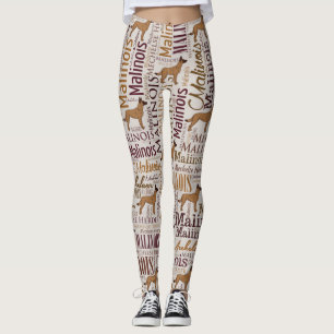 Belgian Malinois Dog Word Art pattern Leggings