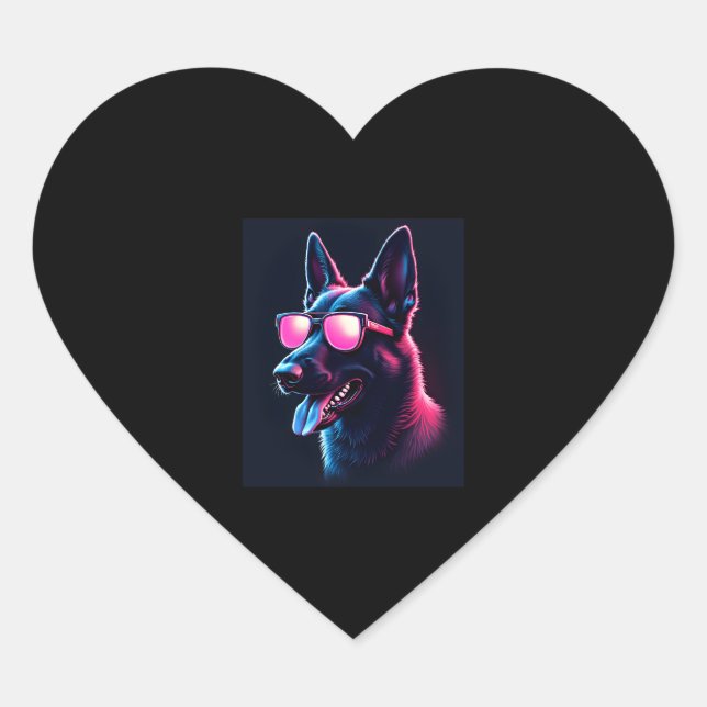 Belgian Malinois Dogs Belgian Malinoiss T-Shirt Heart Sticker (Front)
