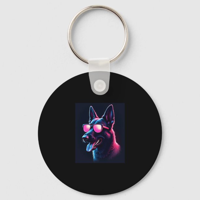 Belgian Malinois Dogs Belgian Malinoiss T-Shirt Keychain (Front)