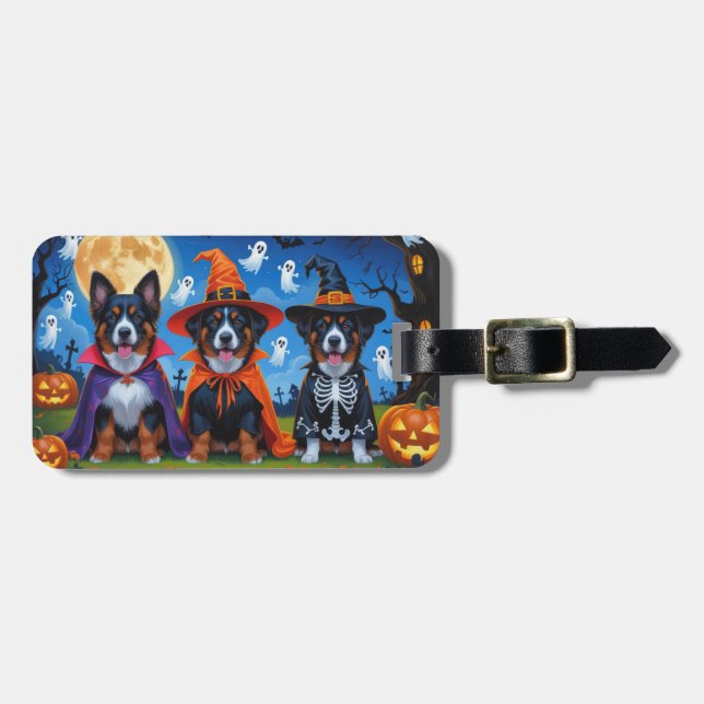 Belgian Malinois Dogs Pumpkin Halloween Funny  Luggage Tag (Front Horizontal)