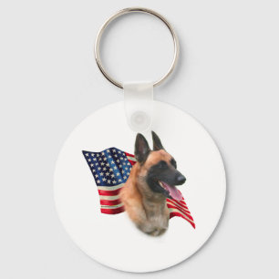 Belgian Malinois Flag Keychain