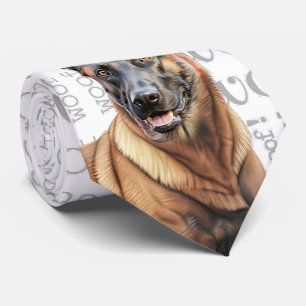 Belgian Malinois Funny Woof Christmas Dog Lover Tie