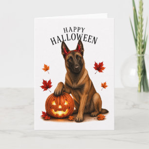 Belgian Malinois Halloween Devil Dog Card