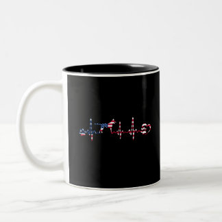 Belgian Malinois Heartbeat American Flag Two-Tone Coffee Mug