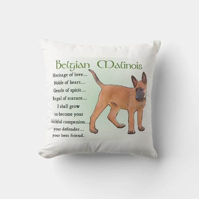 Belgian Malinois Heritage of Love Throw Pillow (Front)