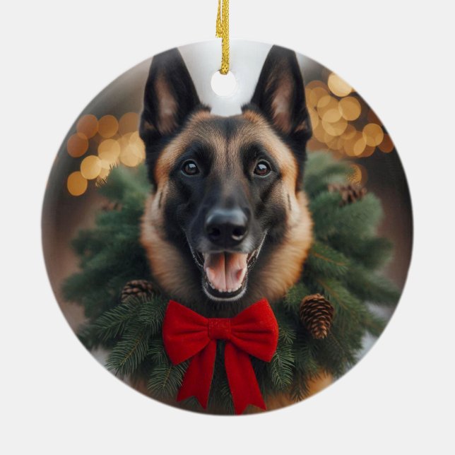 Belgian Malinois Holiday Ornament (Back)