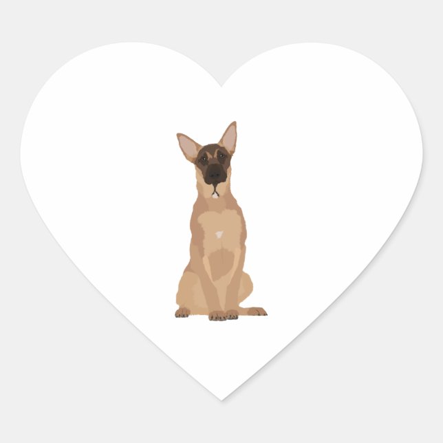 Belgian Malinois Illustration! Heart Sticker (Front)