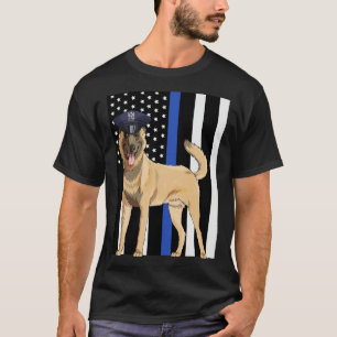 Belgian Malinois K9 Police Officer USA Flag T-Shirt