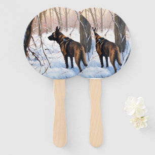 Belgian Malinois Let It Snow Christmas Hand Fan