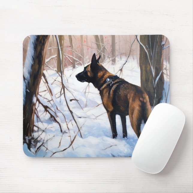 Belgian Malinois Let It Snow Christmas Mouse Pad (With Mouse)
