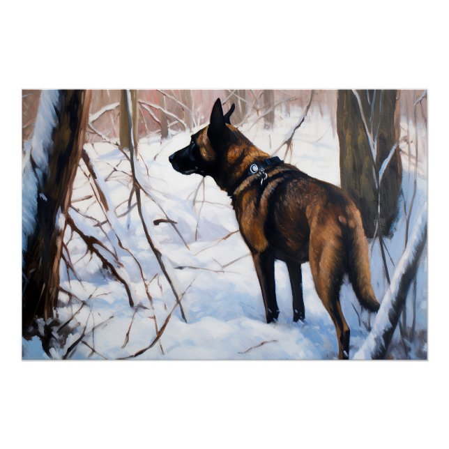 Belgian Malinois Let It Snow Christmas Poster (Front)