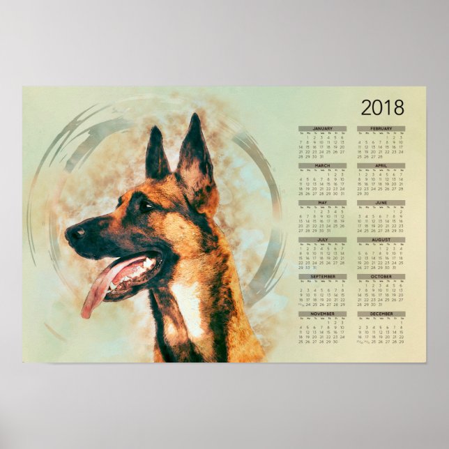 Belgian Malinois - Mechelaar - Calendar 2018 Poster (Front)