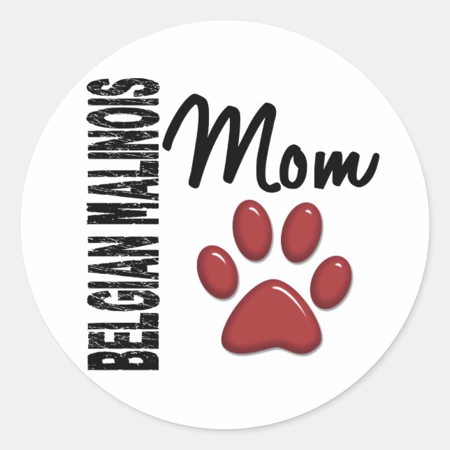 Belgian Malinois Mom 2 Classic Round Sticker (Front)