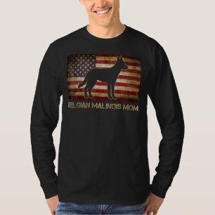 Belgian Malinois Mom Vintage American Flag Patriot T-Shirt