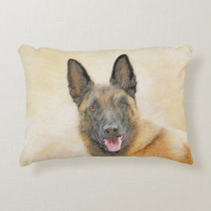 Belgian Malinois Painting - Cute Original Dog Art Accent Pillow