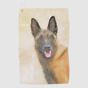 Belgian Malinois Painting - Cute Original Dog Art Golf Towel
