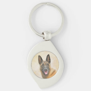 Belgian Malinois Painting - Cute Original Dog Art Keychain