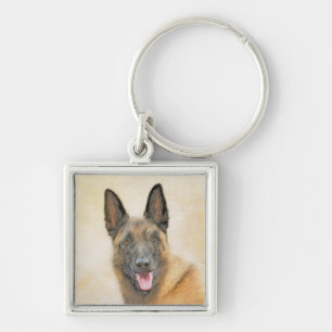Belgian Malinois Painting - Cute Original Dog Art Keychain