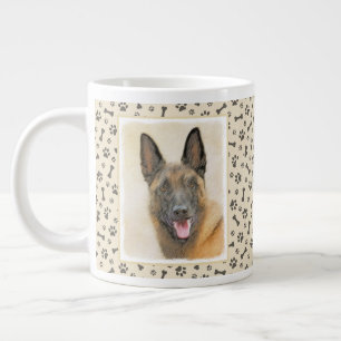 Belgian Malinois Painting - Cute Original Dog Art Large Coffee Mug