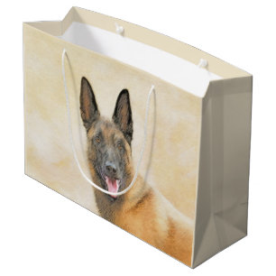 Belgian Malinois Painting - Cute Original Dog Art Large Gift Bag