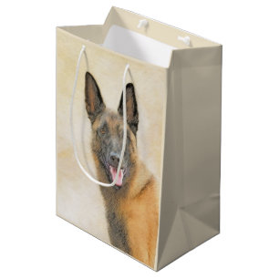 Belgian Malinois Painting - Cute Original Dog Art Medium Gift Bag