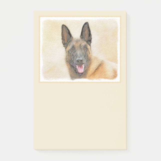 Belgian Malinois Painting - Cute Original Dog Art Post-it Notes (Front)