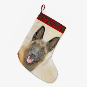Belgian Malinois Painting - Cute Original Dog Art Small Christmas Stocking
