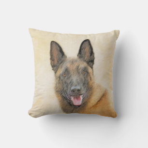 Belgian Malinois Painting - Cute Original Dog Art Throw Pillow