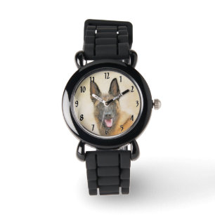 Belgian Malinois Painting - Cute Original Dog Art Watch