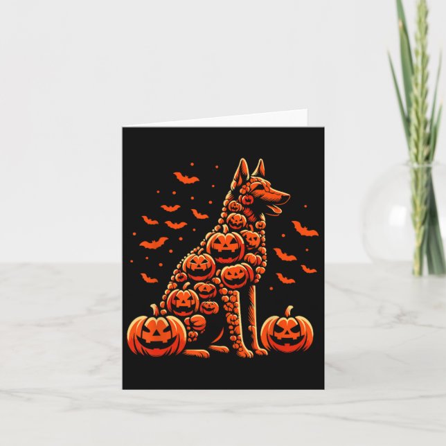 Belgian Malinois Pumpkin Jack O Lantern Halloween  Card (Front)