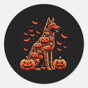 Belgian Malinois Pumpkin Jack O Lantern Halloween Classic Round Sticker
