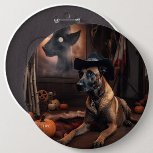 Belgian Malinois Pumpkins Halloween Scary 6 Inch Round Button