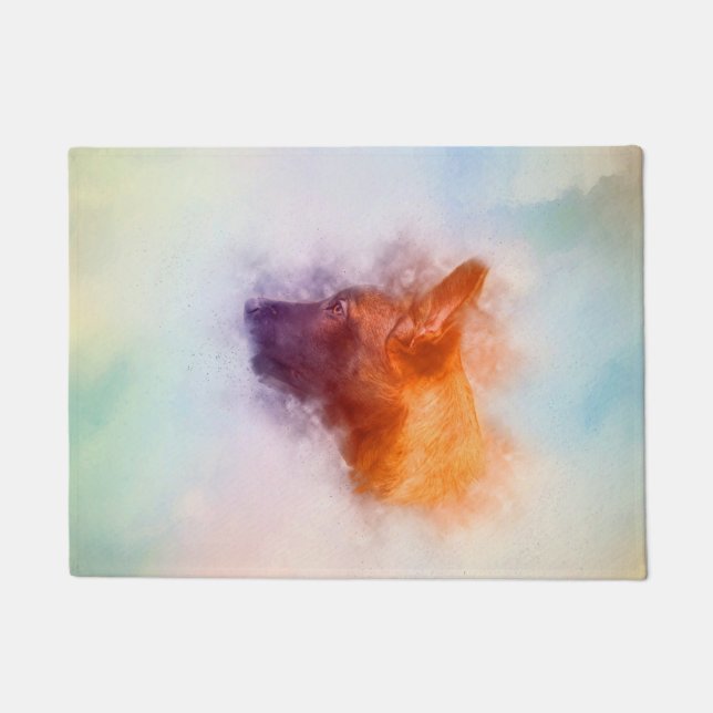 Belgian Malinois Puppy Painting - Mechelaar Doormat (Front)