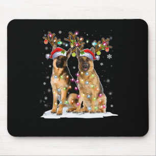 Belgian Malinois Reindeer Hat Santa Christmas Ligh Mouse Pad