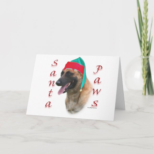 Belgian Malinois Santa Paws Holiday Card (Front)