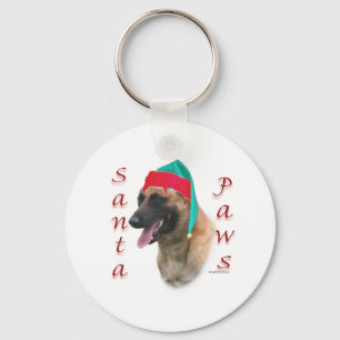 Belgian Malinois Santa Paws;Santa Belgian Malinois Keychain