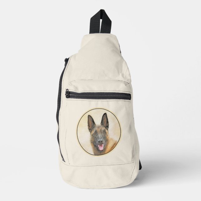 Belgian Malinois Shepherd Mahogany Painting Art Sling Bag (Front)