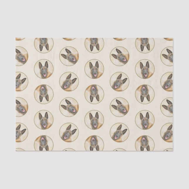 Belgian Malinois Shepherd Mahogany Painting Art Tissue Paper (Front)
