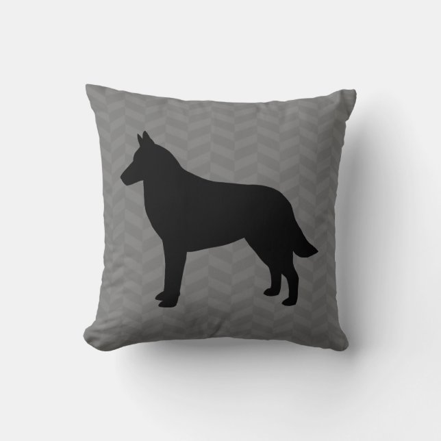 Belgian Malinois Silhouette Throw Pillow (Front)