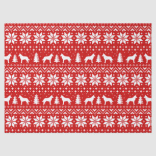 Belgian Malinois Silhouettes Christmas Pattern Red Tissue Paper