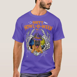 Belgian Malinois Skeleton Heart Happy HowlOWeen Co T-Shirt